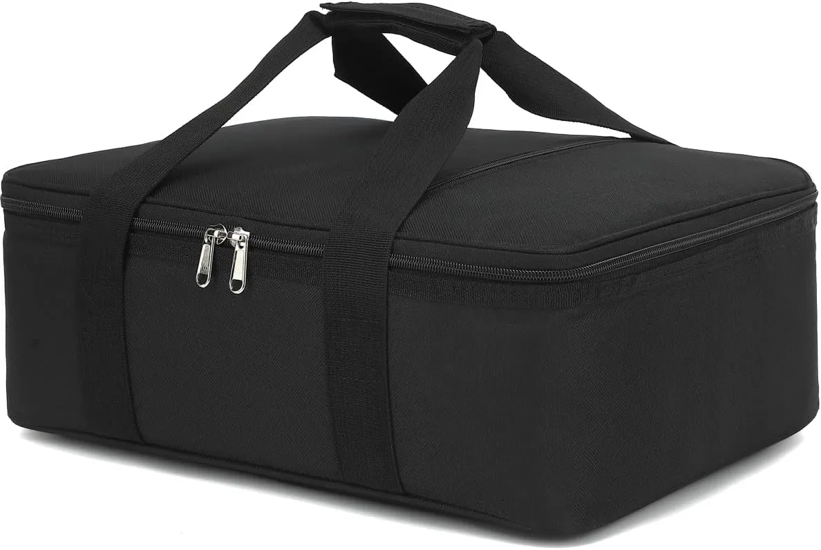 Insulated Casserole Carrier Bag - Large Portable Hot and Cold Food Storage Tote with Handles Thermal Bag for Parties, Potlucks, Picnics, Camping, Travel，Black