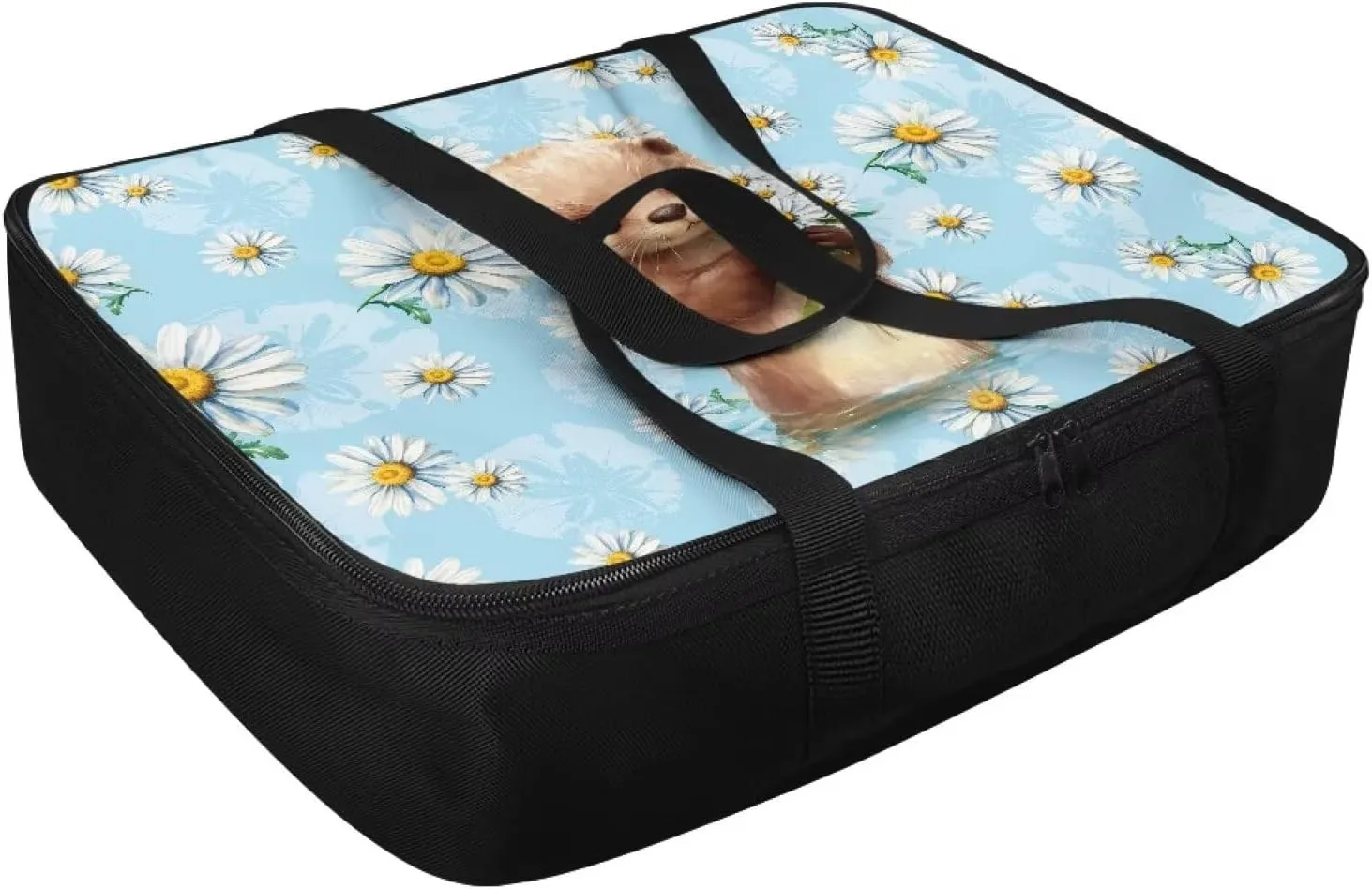 Insulated Casserole Carrier for Hot or Cold Food Portable Thermal Warmer Bag Baking Dish Carrier for Cookouts Travel, Fits 11 x 15 Inch Baking Dish, Daisy Otter Blue