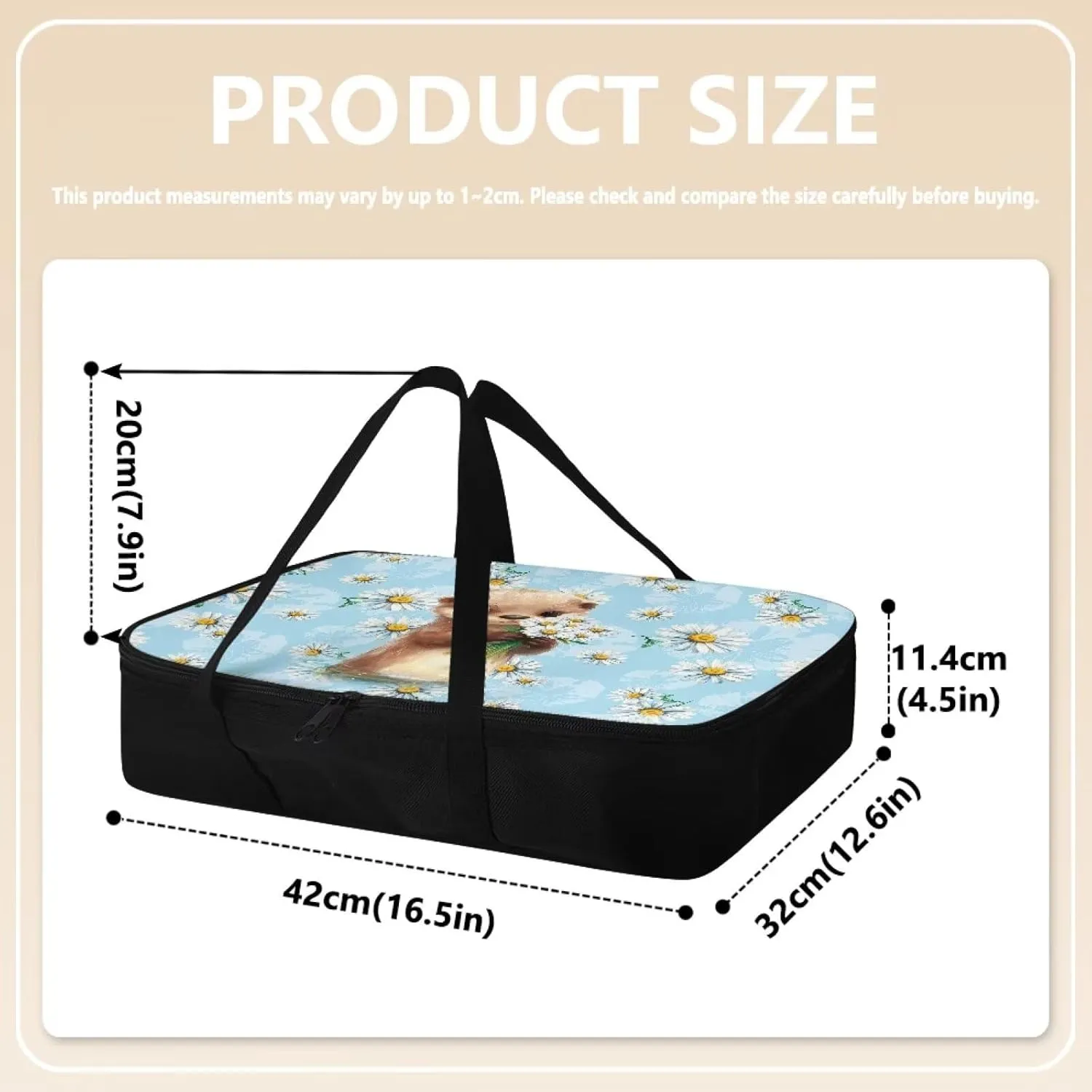 Insulated Casserole Carrier for Hot or Cold Food Portable Thermal Warmer Bag Baking Dish Carrier for Cookouts Travel, Fits 11 x 15 Inch Baking Dish, Daisy Otter Blue
