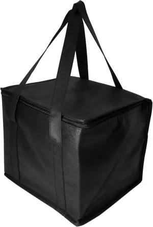 Insulated Cooler Bag and Food Warmer for Food Delivery & Grocery Shopping with Zippered Top Outdoors Insulated Food Delivery Bag (Medium Size 17L), Black, YEPP-CB-003