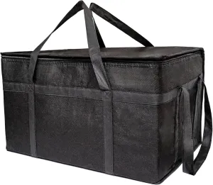 Insulated Cooler Bag and Food Warmer for Food Delivery & Grocery Shopping with Zippered Top Outdoors Insulated Food Delivery Bag (XX-Large 75L), Black, YEPP-CB-003
