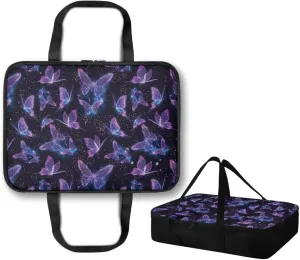 Insulated Food Carrier Thermal Lunch Bag for Hot or Cold Food Casserole Carrier for Travel Outdoor Dining Events Fits 9" x 13" Casserole Pans, Blue Violet Butterfly Black
