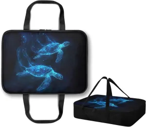 Insulated Food Carrier Thermal Lunch Bag for Hot or Cold Food Casserole Carrier for Travel Outdoor Dining Events Fits 9" x 13" Casserole Pans, Dark Blue Sea Turtle