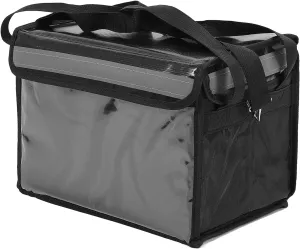Insulated Food Delivery Bag, 3 Layers of Insulation, Reusable Shopping Bag for Commercial Use, with Shoulder Strap, Removable Bottom Board, Reflective Strip, Adjustable Divider
