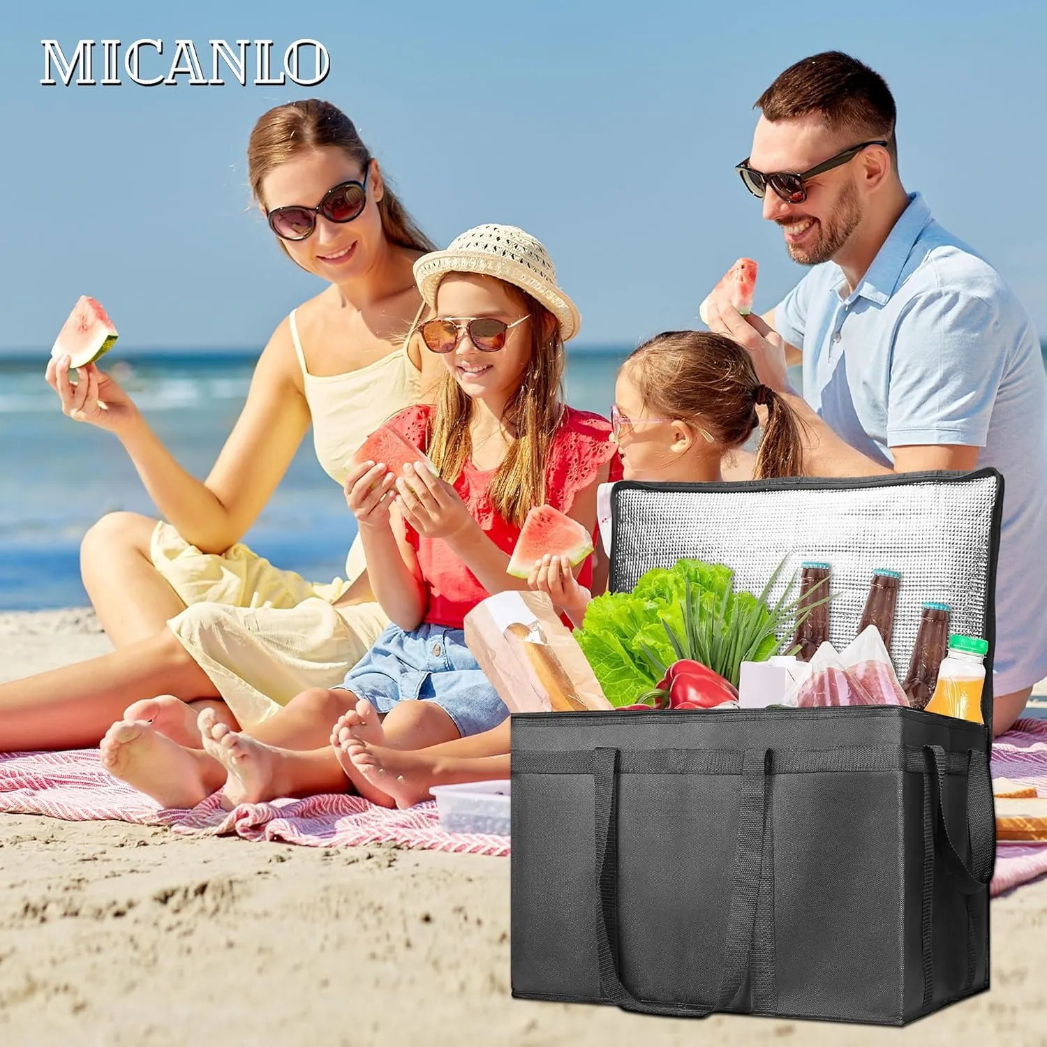 Insulated Food Delivery Bag, Commercial Grade Pizza Carrier for Hot and Cold Food, Large Reusable Catering Cooler Bag 22x15x14, Pizza Delivery Box for Uber Eats, Doordash Essentials