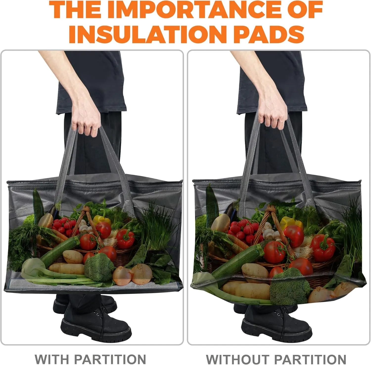 Insulated Food Delivery Bag, Commercial Grade Pizza Carrier for Hot and Cold Food, Large Reusable Catering Cooler Bag 22x15x14, Pizza Delivery Box for Uber Eats, Doordash Essentials