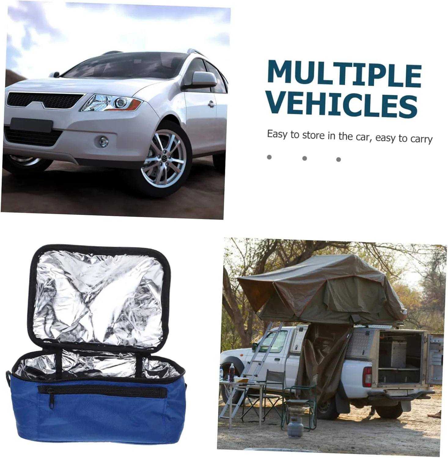Insulated Lunch Bag Car Heating Pack Heated Lunch Box Package Food Warmer for Travel Office Camping Hiking