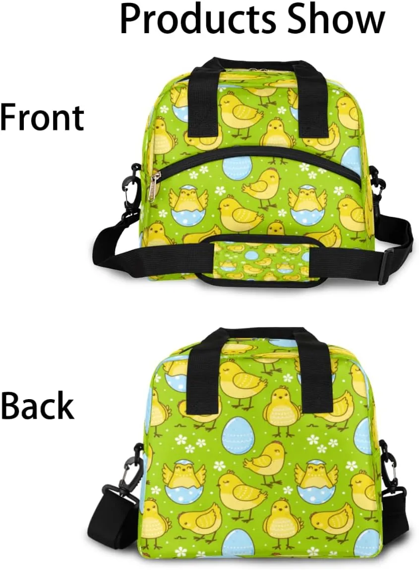 Insulated Lunch Bag for Women Men Chick Egg Flower Leakproof Cooler Tote Bag Large Reusable Adult Lunch Box with Adjustable Shoulder Strap for Office Work Picnic Travel Beach