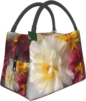 Insulated Lunch Bag for Women Reusable Lunch Box for Office Travel Thermal Lunchbox Artificial flower Lunch Tote Bags Leakproof Cooler Bag for Men Large Capacity Meal Bag