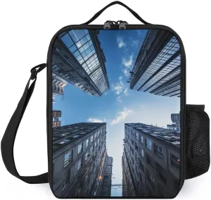Insulated Lunch Bag Lunch Box for Women Men Building Low Angle Photography Lunch Tote Bags for Work Office