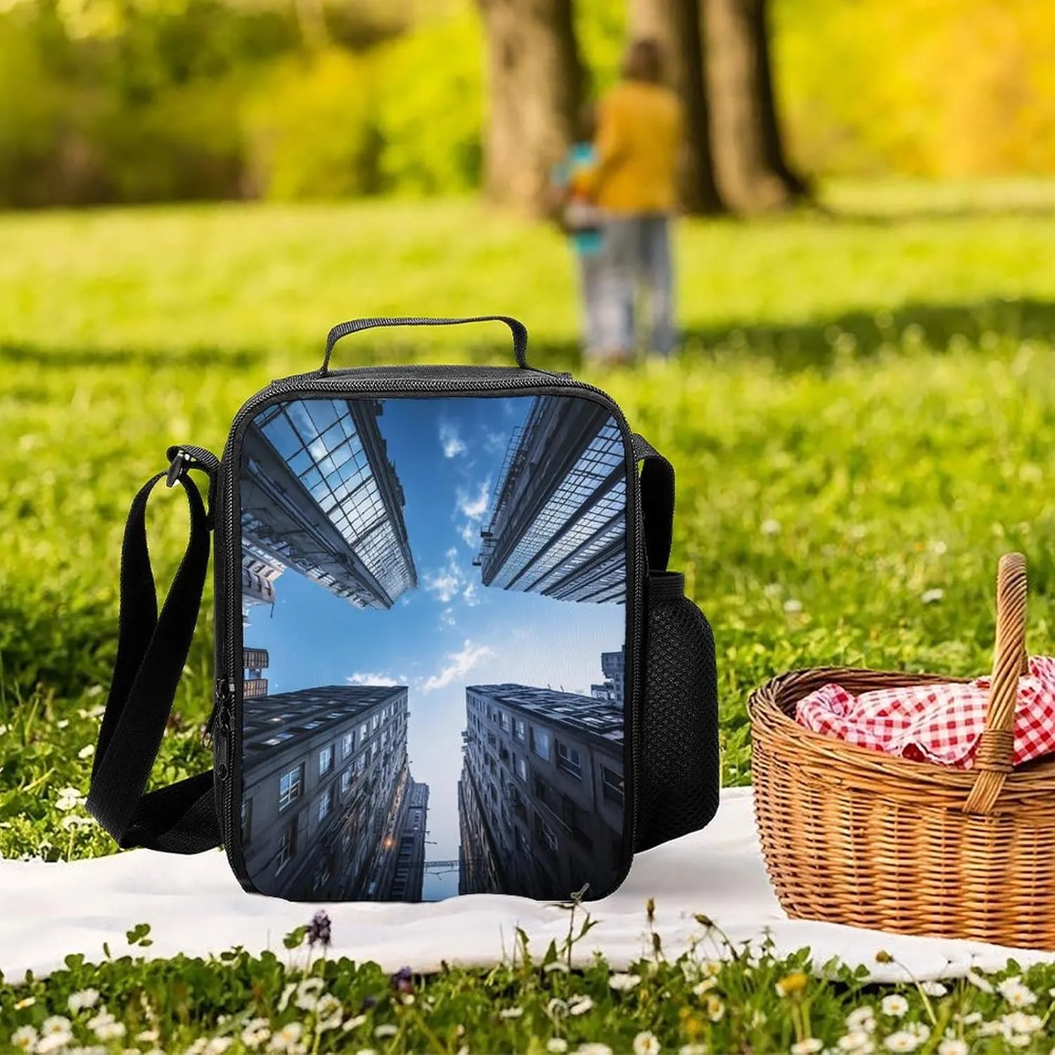 Insulated Lunch Bag Lunch Box for Women Men Building Low Angle Photography Lunch Tote Bags for Work Office