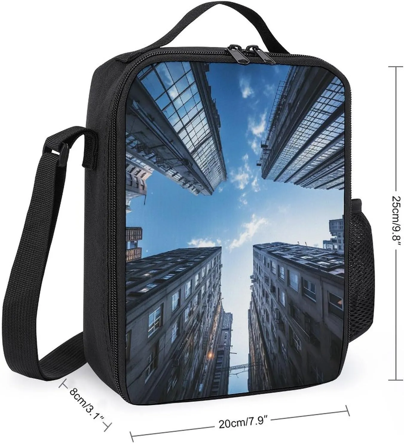 Insulated Lunch Bag Lunch Box for Women Men Building Low Angle Photography Lunch Tote Bags for Work Office