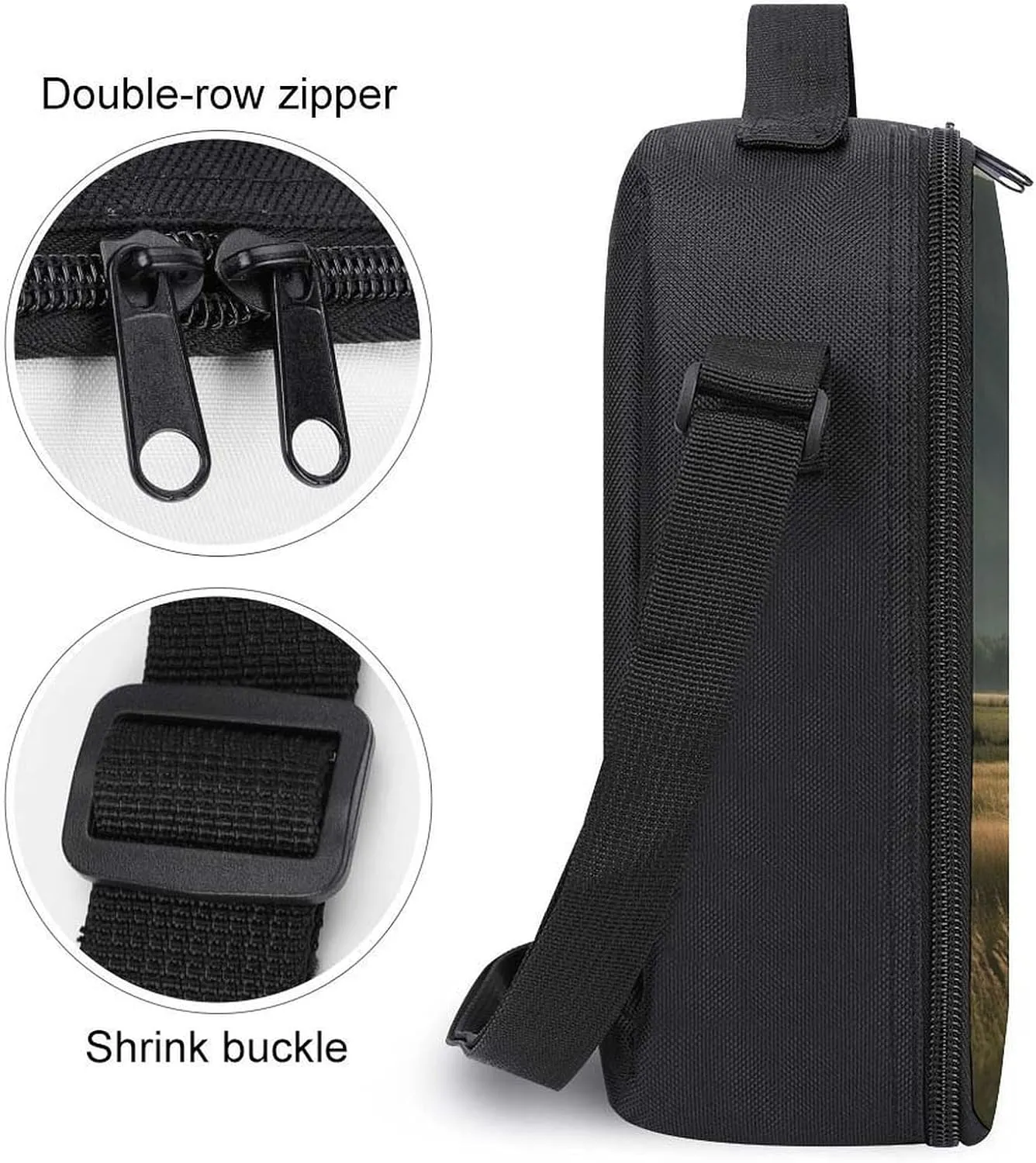 Insulated Lunch Bag Lunch Box for Women Men Green Fields Lunch Tote Bags for Work Office