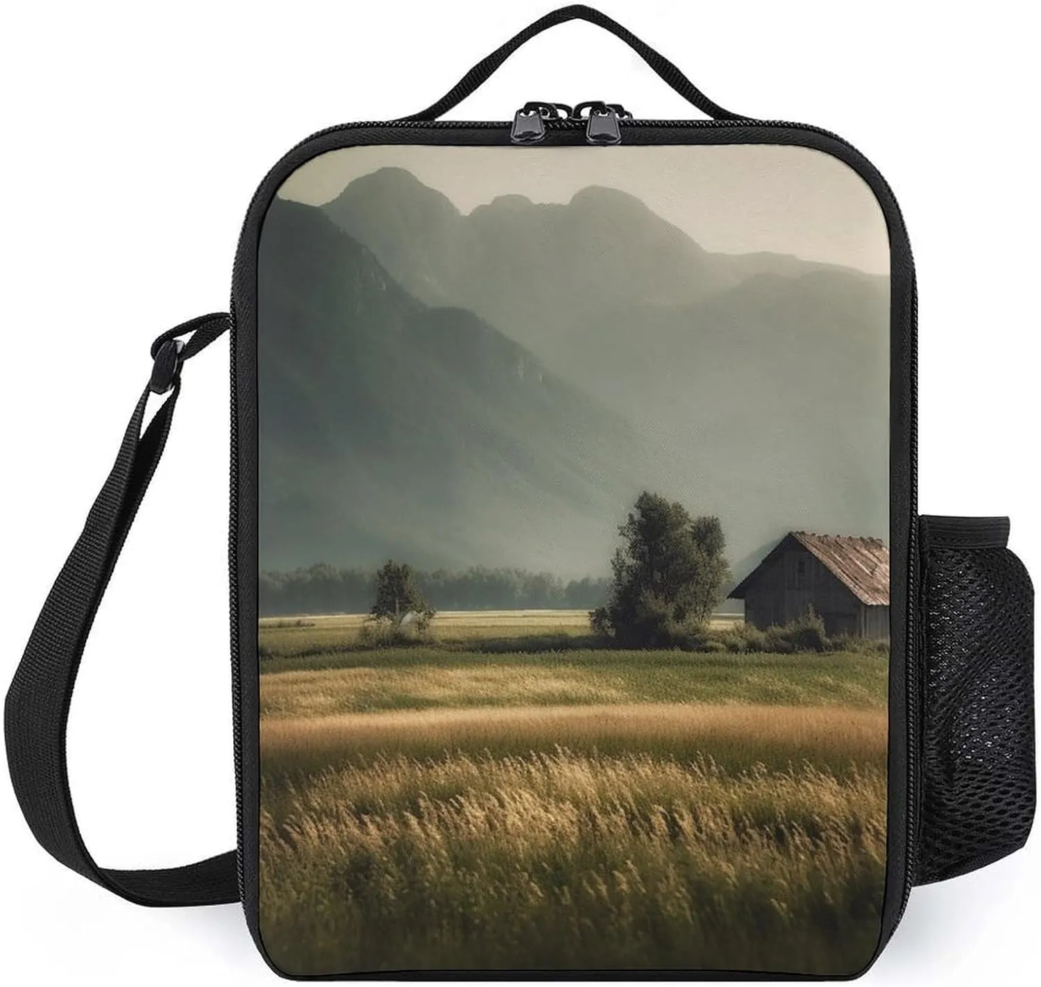 Insulated Lunch Bag Lunch Box for Women Men Green Fields Lunch Tote Bags for Work Office