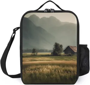 Insulated Lunch Bag Lunch Box for Women Men Green Fields Lunch Tote Bags for Work Office