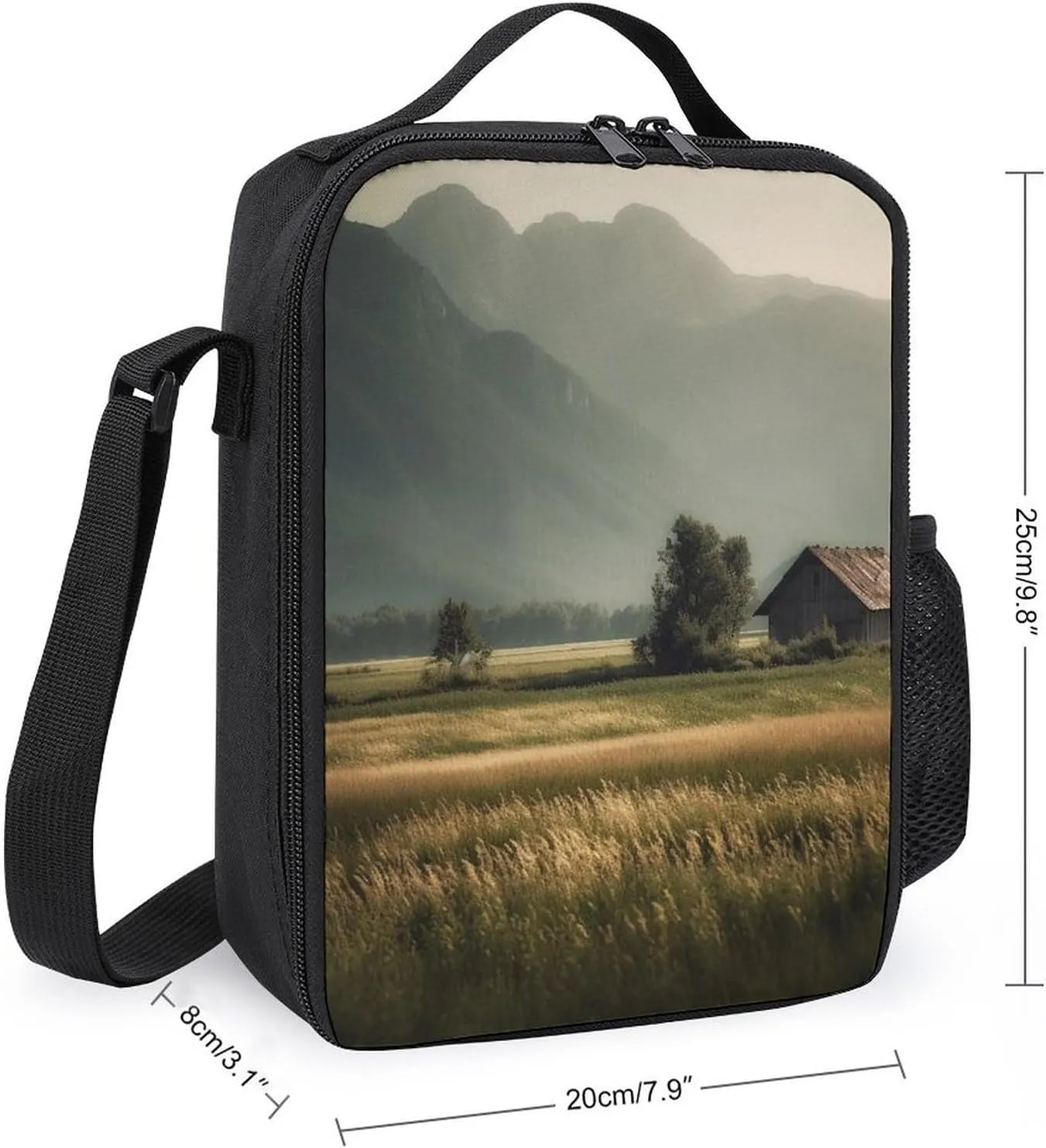 Insulated Lunch Bag Lunch Box for Women Men Green Fields Lunch Tote Bags for Work Office