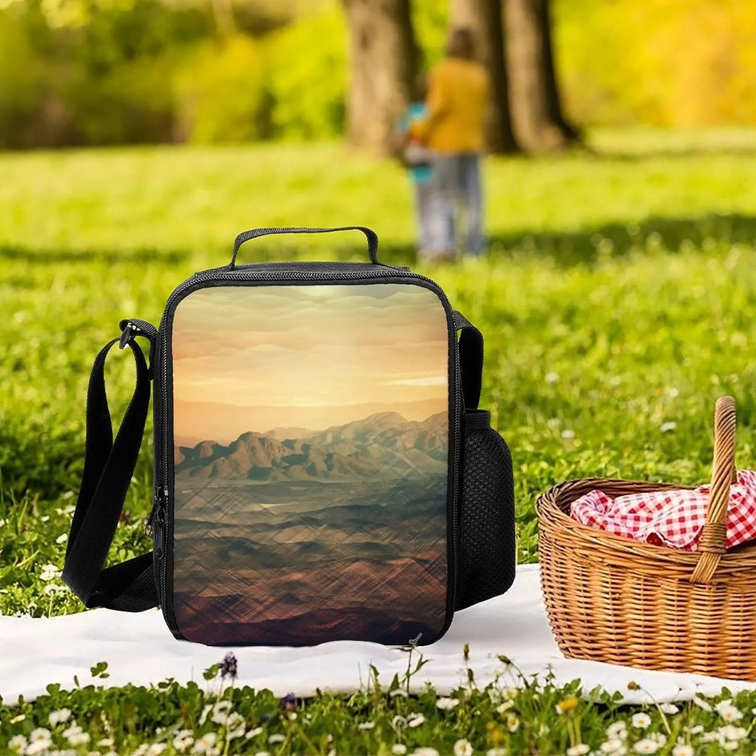 Insulated Lunch Bag Lunch Box for Women Men Valley Pattern Lunch Tote Bags for Work Office