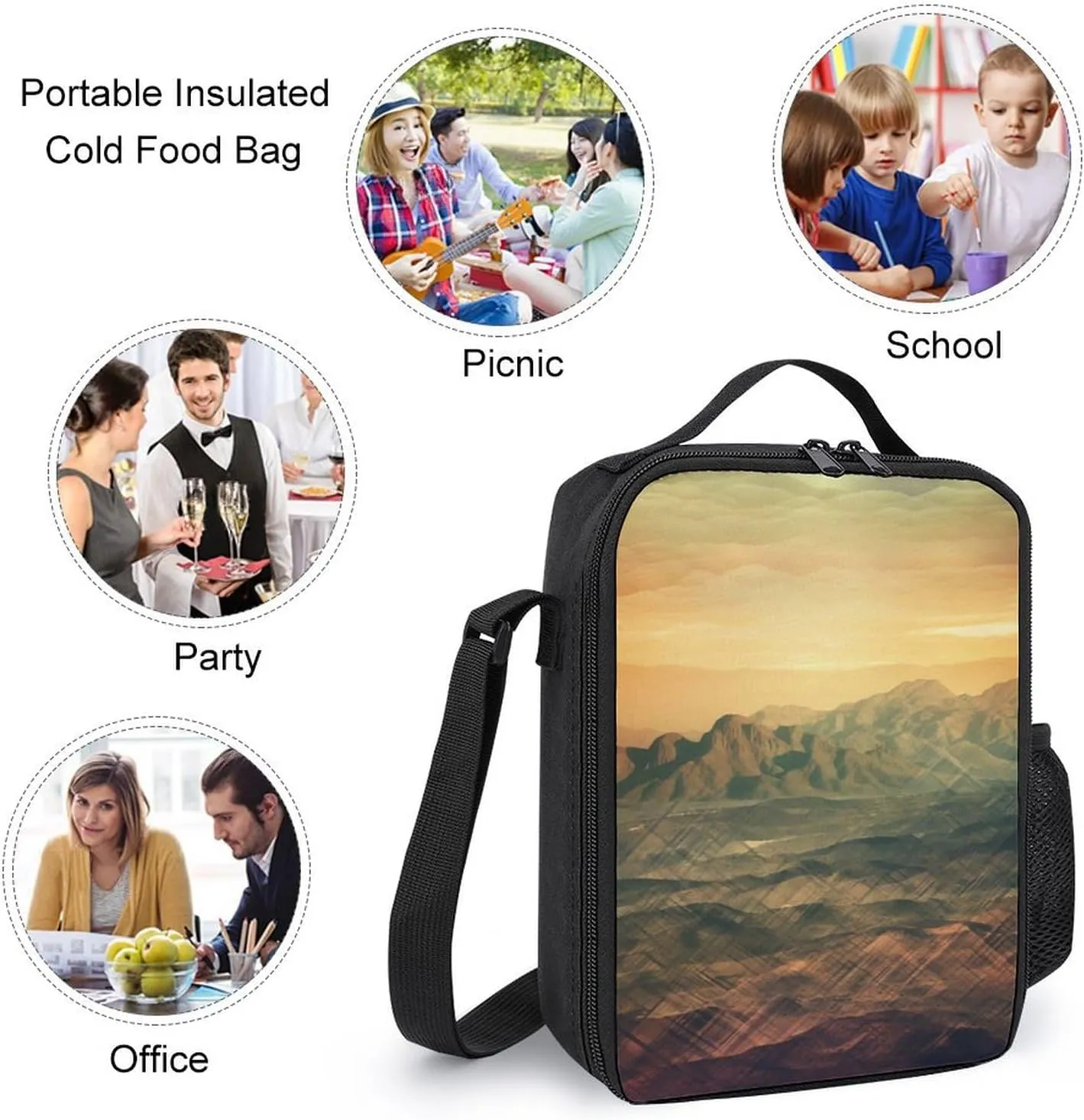 Insulated Lunch Bag Lunch Box for Women Men Valley Pattern Lunch Tote Bags for Work Office