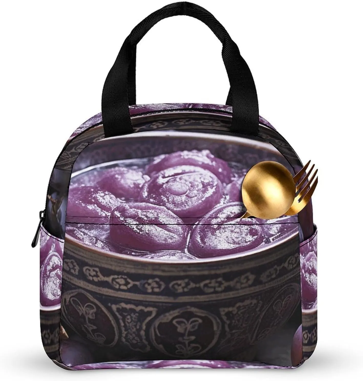 Insulated Lunch Bag Women Men Reusable Lunch Box Thai Food Pictures Lunch Tote Bags Leakproof Lunch Cooler Bag Portable Adult Lunch Container for Travel Picnic Office