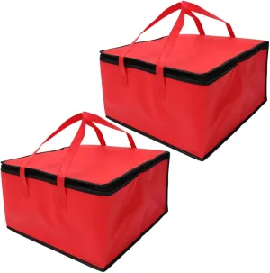 Insulated Pizza Bag 2pcs Catering Food Warmers Food Travel Bag Secure Zipper Closure for