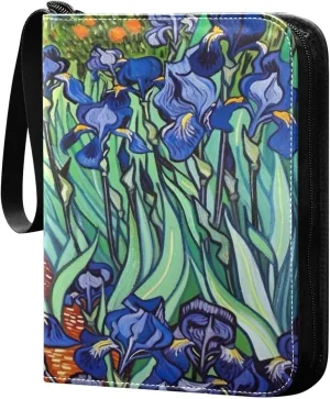 Iris Painting 4 Pockets Card Binder for 400 Standard Trading Cards,Waterproof Card Holder Album for TCG, CCG, MTG, Gifts For Boys and Girls