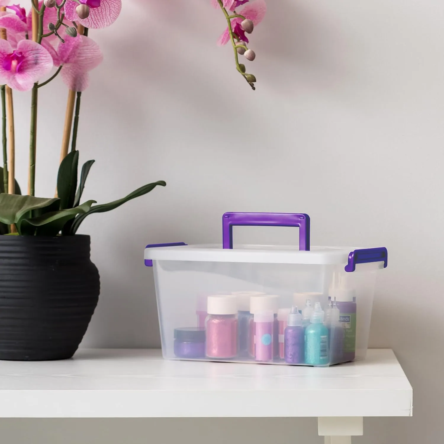IRIS USA 5 Qt. Plastic Storage Bins with Lids, 6 Pack, Craft Storage Container, Sensory Bin, Organizing Containers for Home, Office & Art Supplies, Stackable, Clear