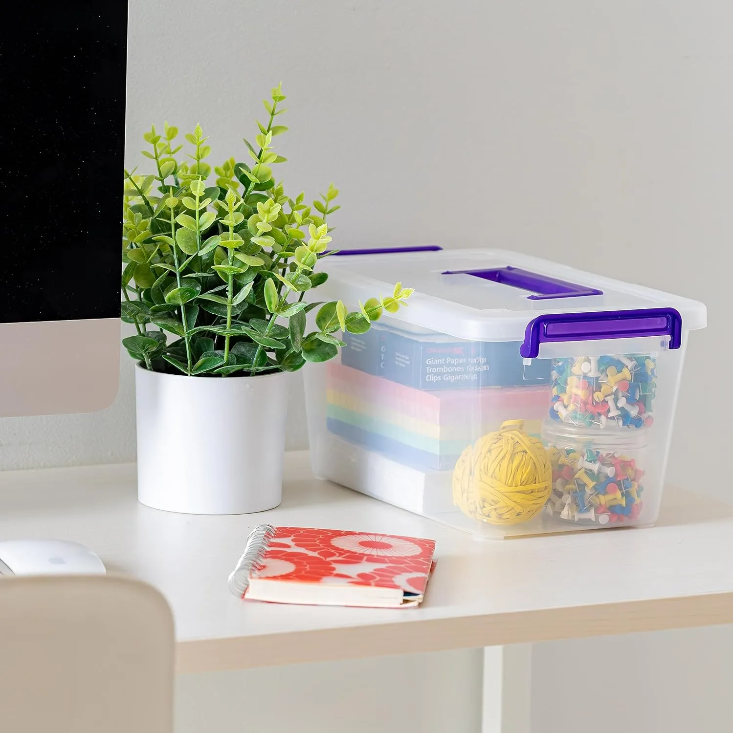 IRIS USA 5 Qt. Plastic Storage Bins with Lids, 6 Pack, Craft Storage Container, Sensory Bin, Organizing Containers for Home, Office & Art Supplies, Stackable, Clear