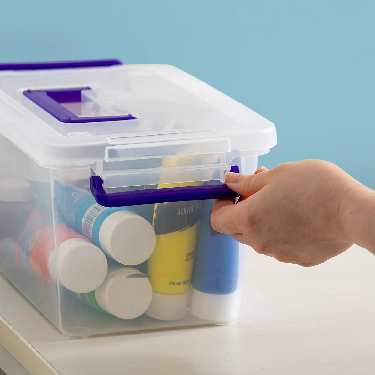 IRIS USA 5 Qt. Plastic Storage Bins with Lids, 6 Pack, Craft Storage Container, Sensory Bin, Organizing Containers for Home, Office & Art Supplies, Stackable, Clear
