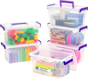 IRIS USA 5 Qt. Plastic Storage Bins with Lids, 6 Pack, Craft Storage Container, Sensory Bin, Organizing Containers for Home, Office & Art Supplies, Stackable, Clear