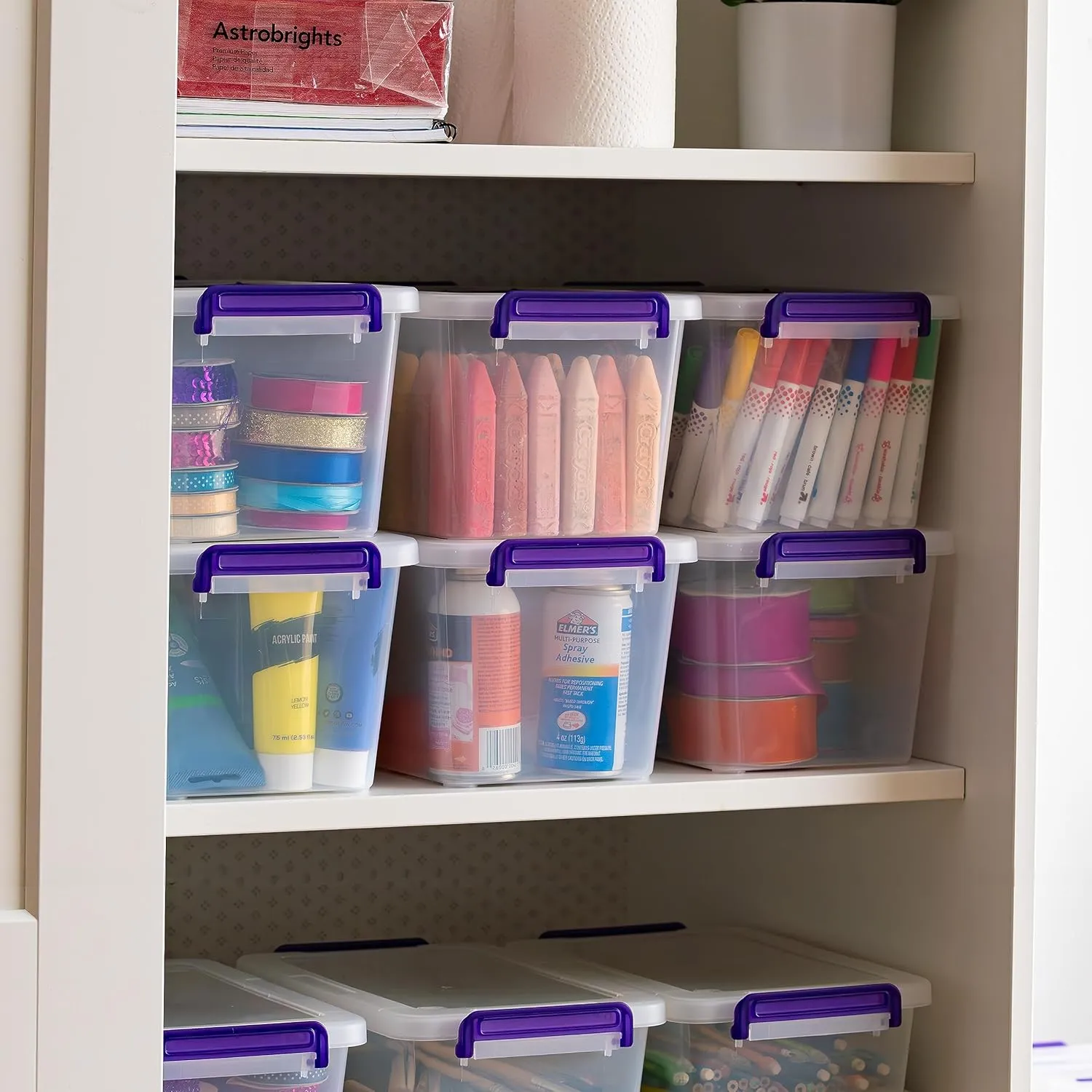 IRIS USA 5 Qt. Plastic Storage Bins with Lids, 6 Pack, Craft Storage Container, Sensory Bin, Organizing Containers for Home, Office & Art Supplies, Stackable, Clear
