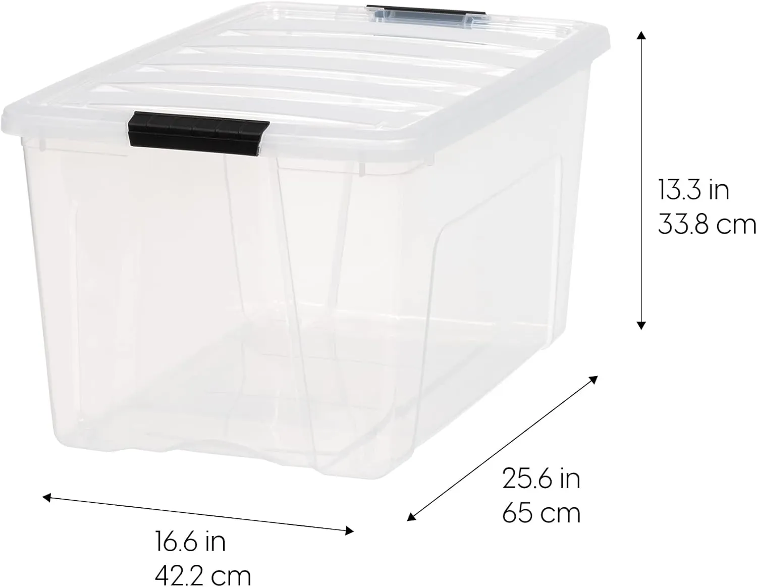 IRIS USA 72 Qt Stackable Plastic Storage Bins with Lids, 4 Pack - BPA-Free, Made in USA - See-Through Organizing Solution, Latches, Durable Nestable Containers, Secure Pull Handle - Clear