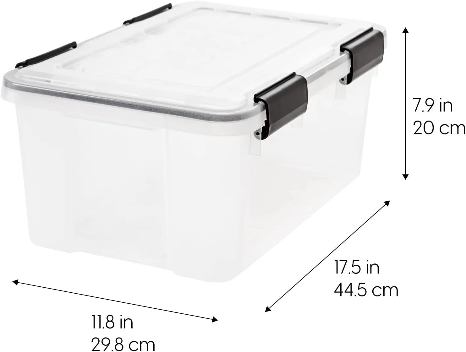 IRIS USA WeatherPro 19 Qt Storage Bins with Lids, 6 Pack, BPA-Free Plastic Gasket Box with Tight Latch and Seal, Stackable Nestable Tote Tub - Clear/Black