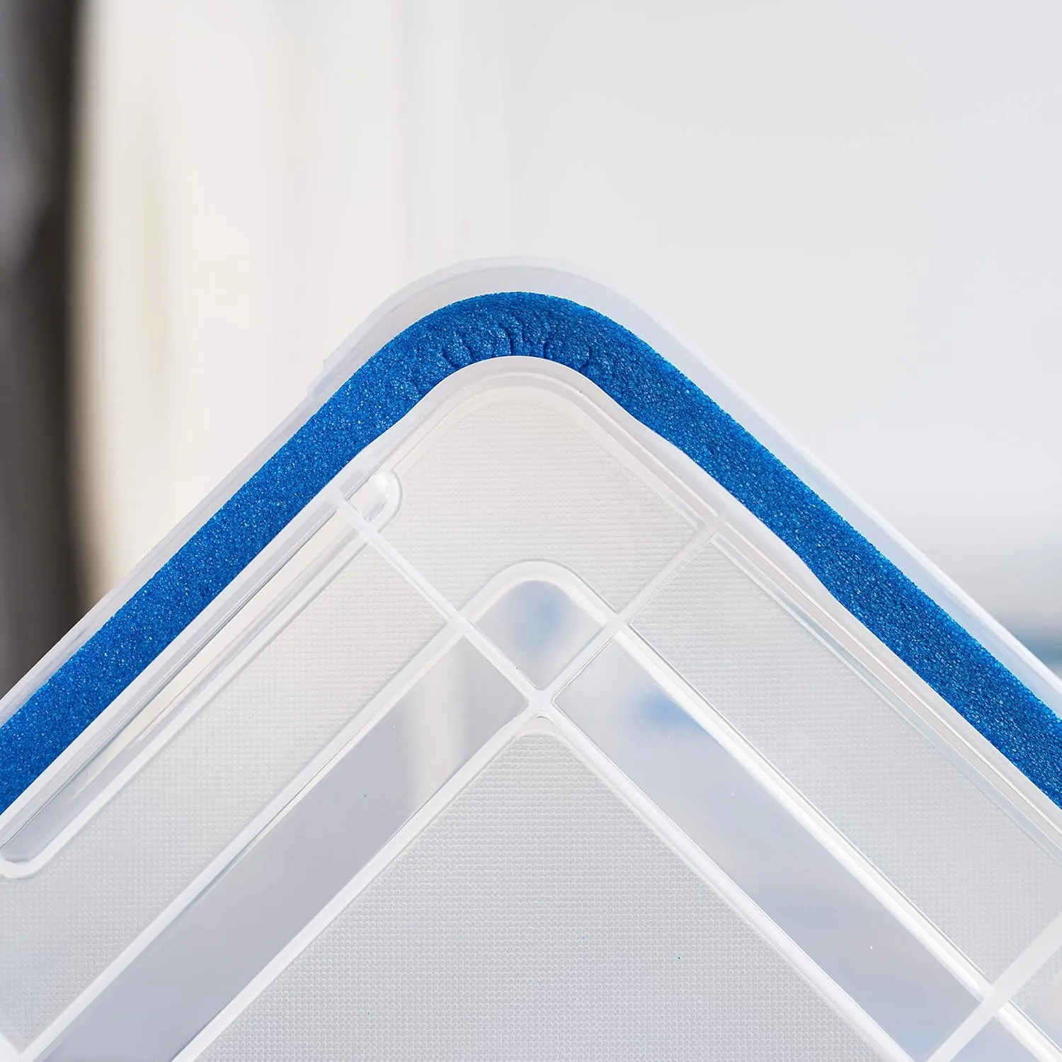 IRIS USA WeatherPro 60 Qt Storage Bins with Lids, 3 Pack, BPA-Free Plastic Gasket Box with Tight Latch and Seal, Stackable Nestable Tote Tub - Clear/Blue