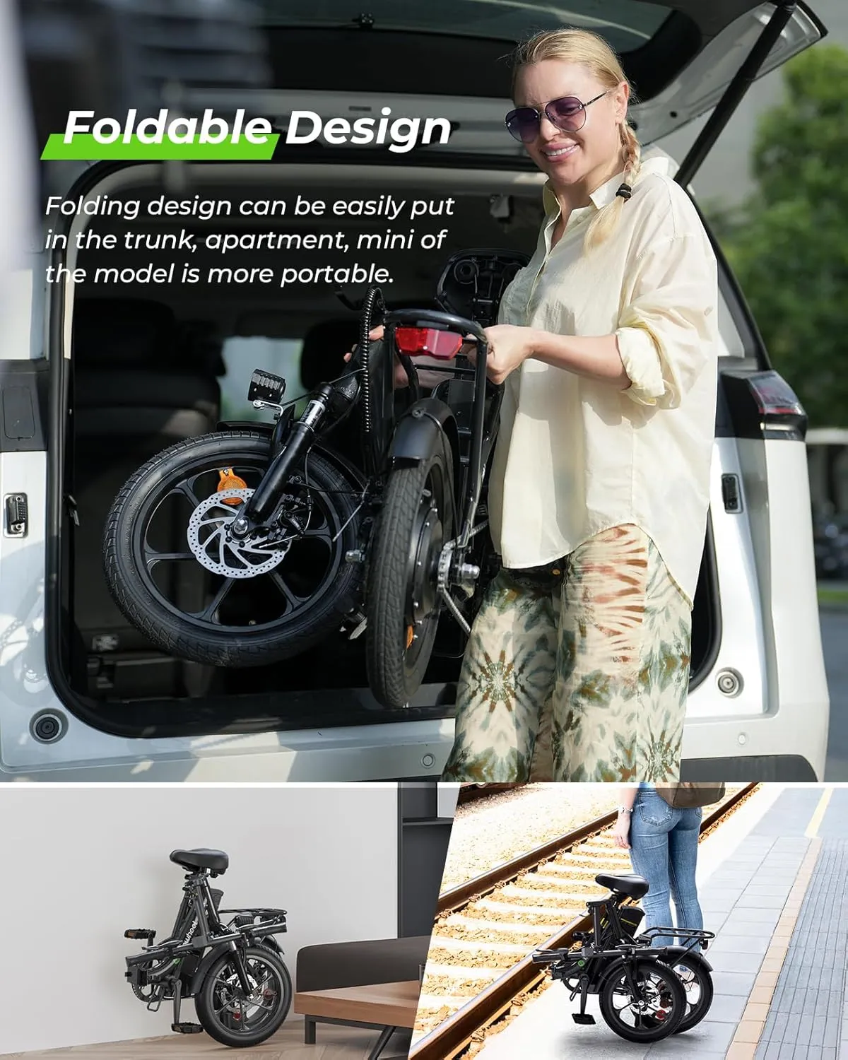 isinwheel U4 16" Folding Electric Bike for Adults, 750W Peak Motor with Max 55Miles PAS Range & 19MPH EBike, 374.4Wh Battery Electric Bicycles Step-Thru Commuter E Bikes for Adults and Teens