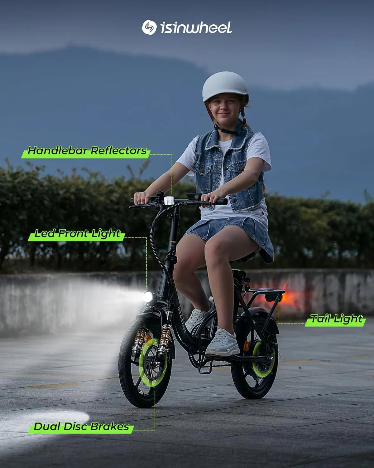 isinwheel U4 16" Folding Electric Bike for Adults, 750W Peak Motor with Max 55Miles PAS Range & 19MPH EBike, 374.4Wh Battery Electric Bicycles Step-Thru Commuter E Bikes for Adults and Teens