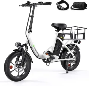 isinwheel U4 16" Folding Electric Bike for Adults, 750W Peak Motor with Max 55Miles PAS Range & 19MPH EBike, 374.4Wh Battery Electric Bicycles Step-Thru Commuter E Bikes for Adults and Teens