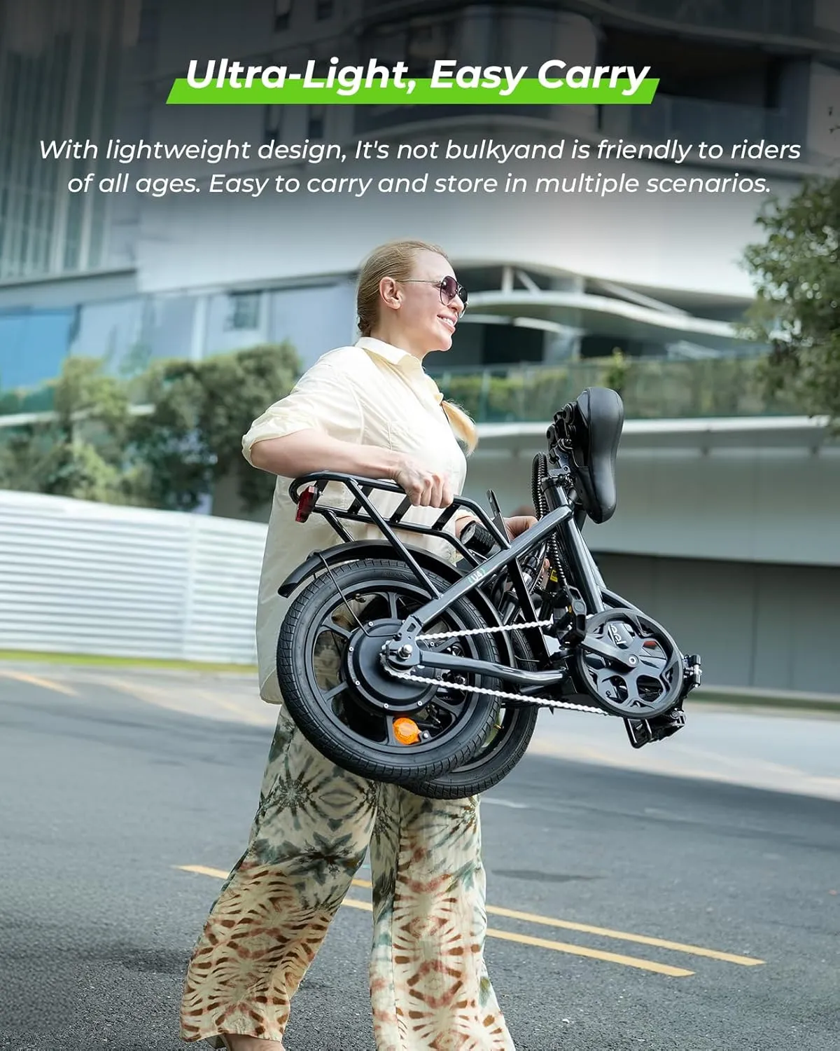 isinwheel U4 16" Folding Electric Bike for Adults, 750W Peak Motor with Max 55Miles PAS Range & 19MPH EBike, 374.4Wh Battery Electric Bicycles Step-Thru Commuter E Bikes for Adults and Teens