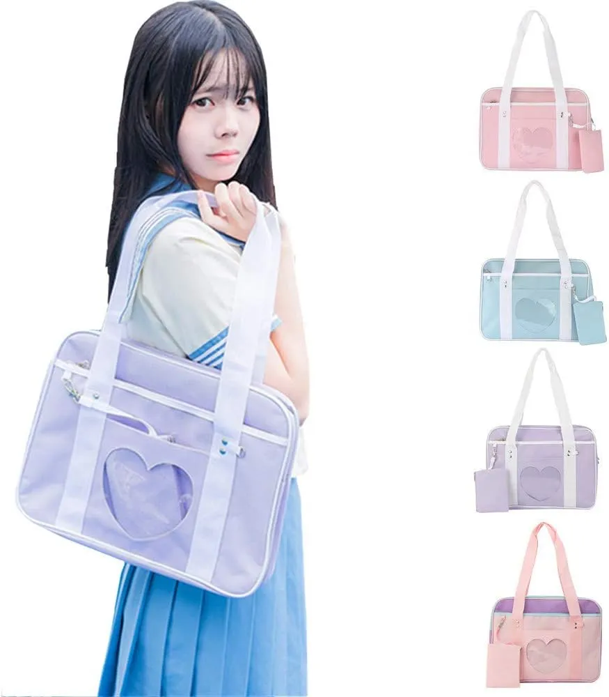 Ita Heart Shape Window Japanese Handbag JK Purse Satchel for Lolita Comic DIY Shoulder Bag