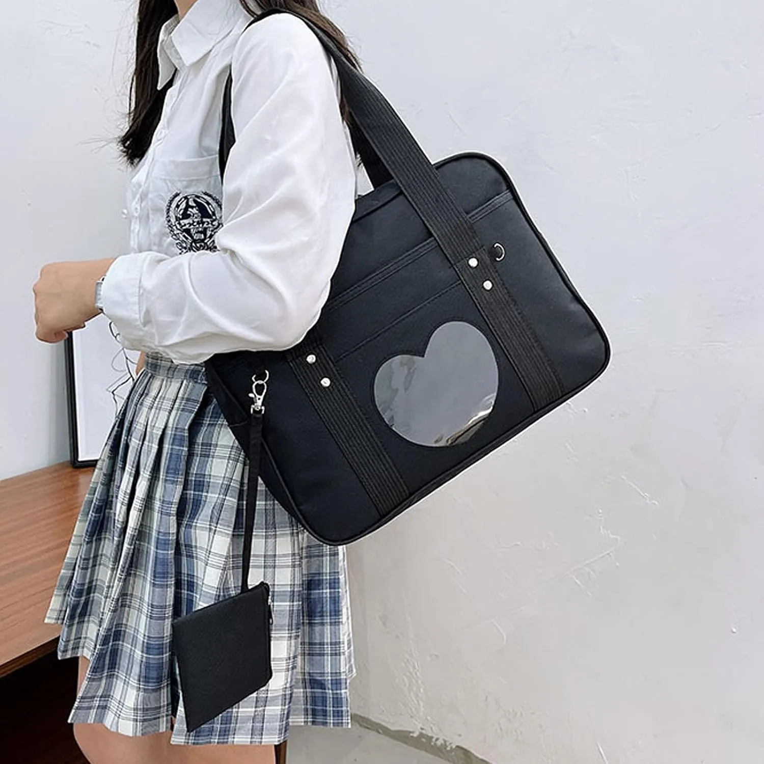 Ita Heart Shape Window Japanese Handbag JK Purse Satchel for Lolita Comic DIY Shoulder Bag