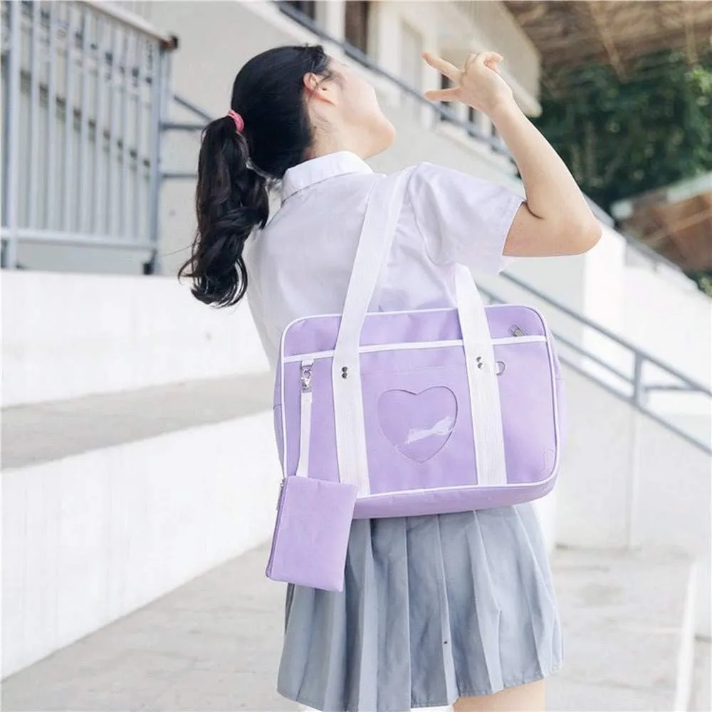 Ita Heart Shape Window Japanese Handbag JK Purse Satchel for Lolita Comic DIY Shoulder Bag