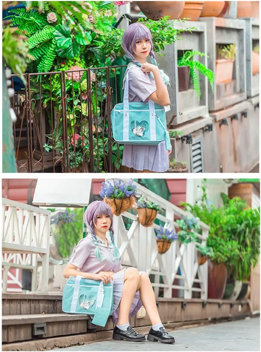 Ita Heart Shape Window Japanese Handbag JK Purse Satchel for Lolita Comic DIY Shoulder Bag