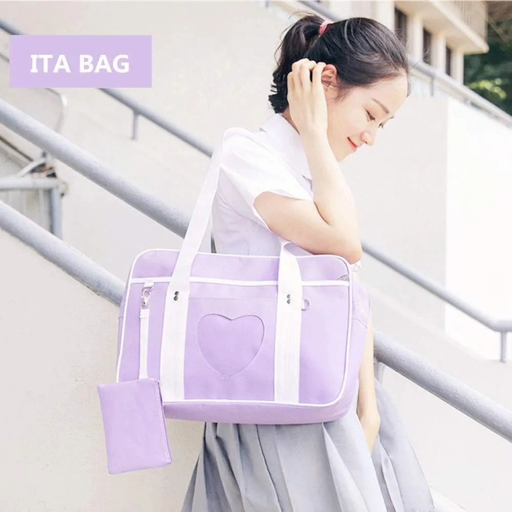 Ita Heart Shape Window Japanese Handbag JK Purse Satchel for Lolita Comic DIY Shoulder Bag