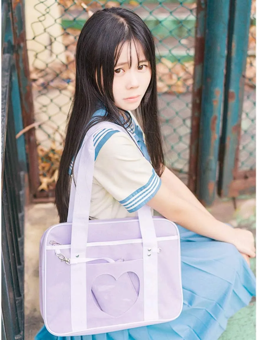 Ita Heart Shape Window Japanese Handbag JK Purse Satchel for Lolita Comic DIY Shoulder Bag