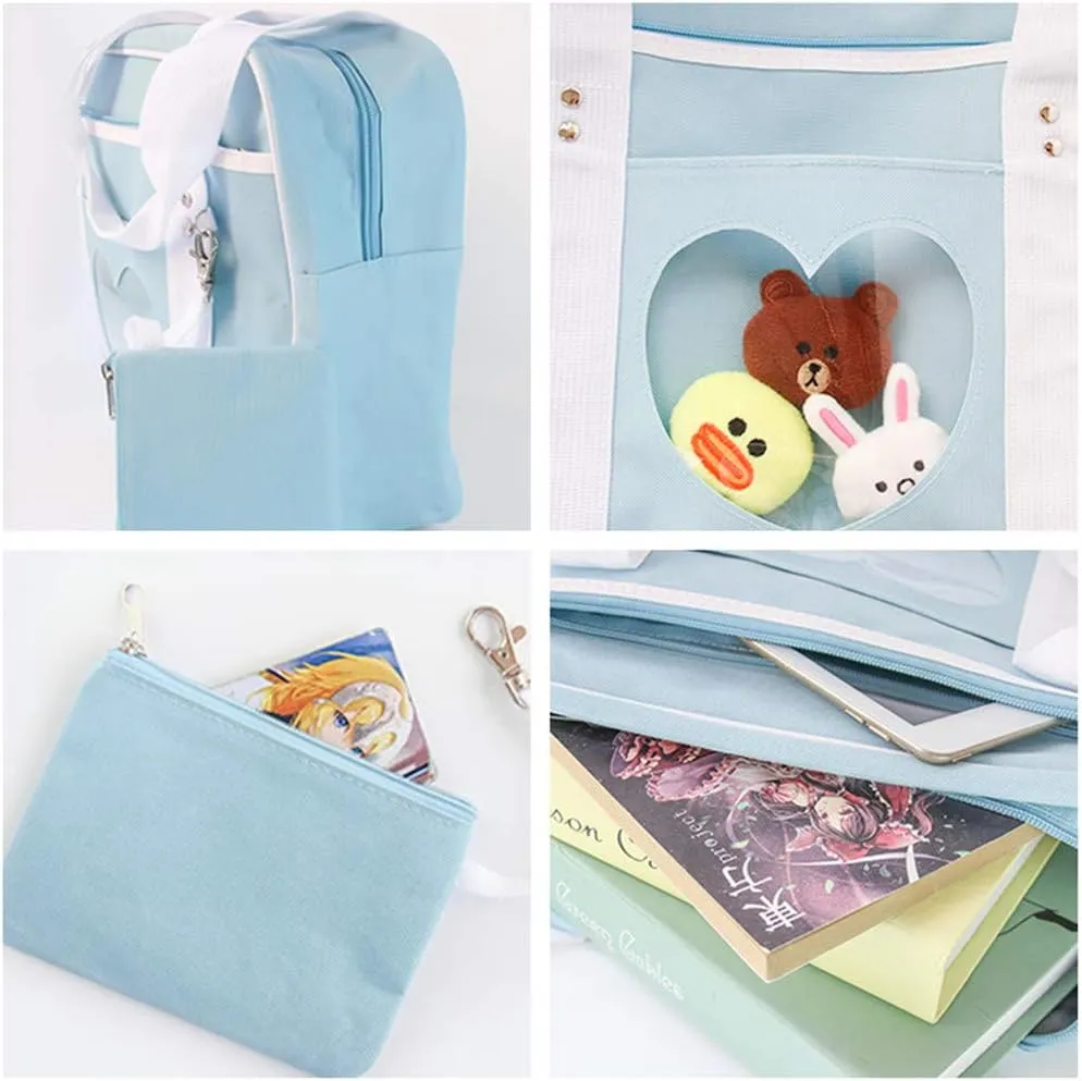 Ita Heart Shape Window Japanese Handbag JK Purse Satchel for Lolita Comic DIY Shoulder Bag