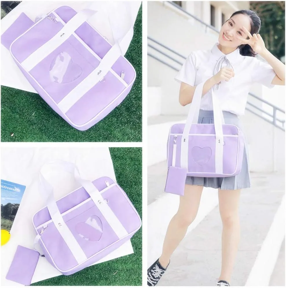 Ita Heart Shape Window Japanese Handbag JK Purse Satchel for Lolita Comic DIY Shoulder Bag