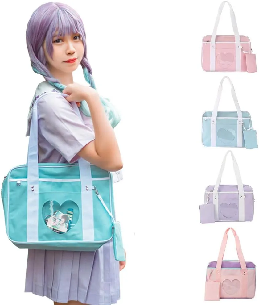 Ita Heart Shape Window Japanese Handbag JK Purse Satchel for Lolita Comic DIY Shoulder Bag