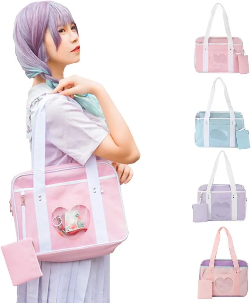 Ita Heart Shape Window Japanese Handbag JK Purse Satchel for Lolita Comic DIY Shoulder Bag