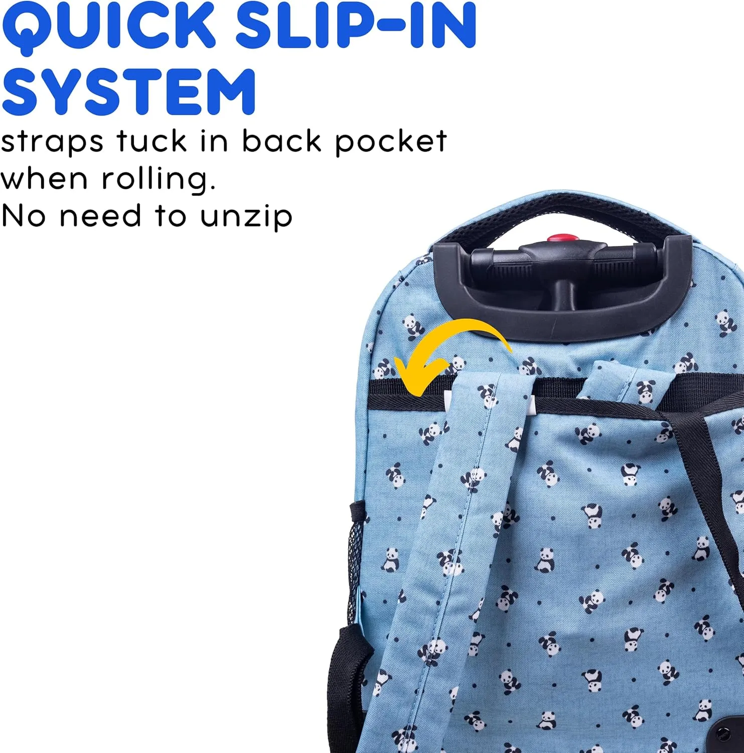 J World New York Kids' Sunny Rolling Backpack Adults, Panda, One Size