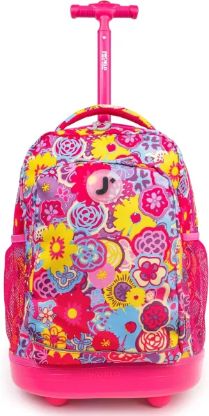 J World New York Kids' Sunny Rolling Backpack Adults, Poppy Pansy, One Size
