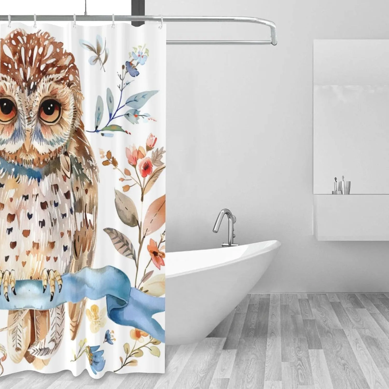 jamie world Owl Shower Curtain Animal Owl Bathroom Shower Curtains Boho Shower Curtain Waterproof Polyester Fabric Decor with Plastic Hooks 60 x72 Inches